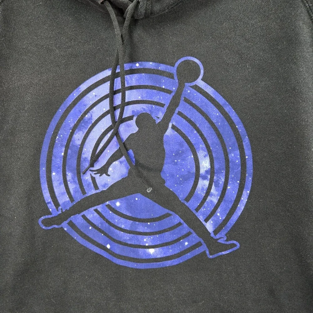 Air Jordan Men Sweatshirt Large Black Space Jam Hoodie‎ Logo Graphic Pullover